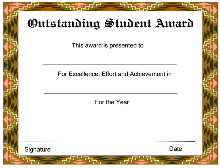 outstanding student new award certificates template academic achievement certificates templates