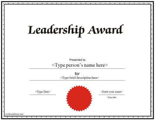 red seal-Leadership-Award-Template