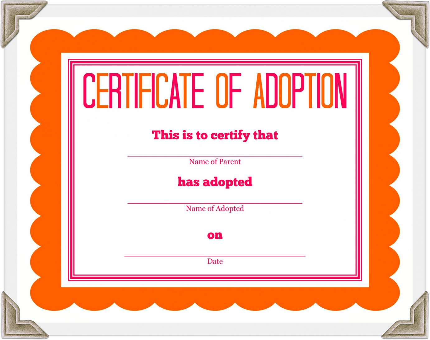 Adoption Docs Certificate Templates Printable