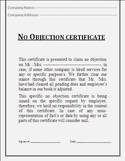 No-Obection-Certificate-form-templates