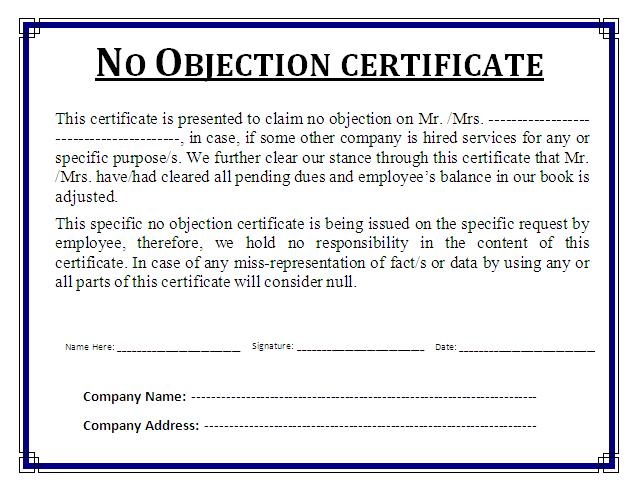 border-business-No-Obection-Certificate