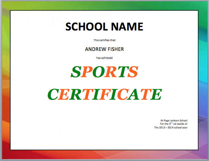 School-Sports-Ceritifcate-Template