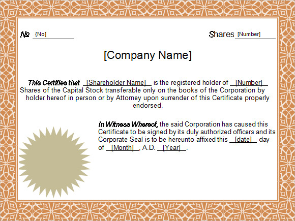 Sample Stock Certificate Template from www.certificatestemplate.com