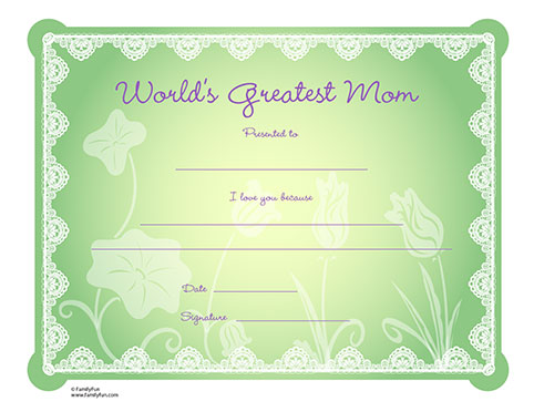 green-Certificate of Best Mother Templates