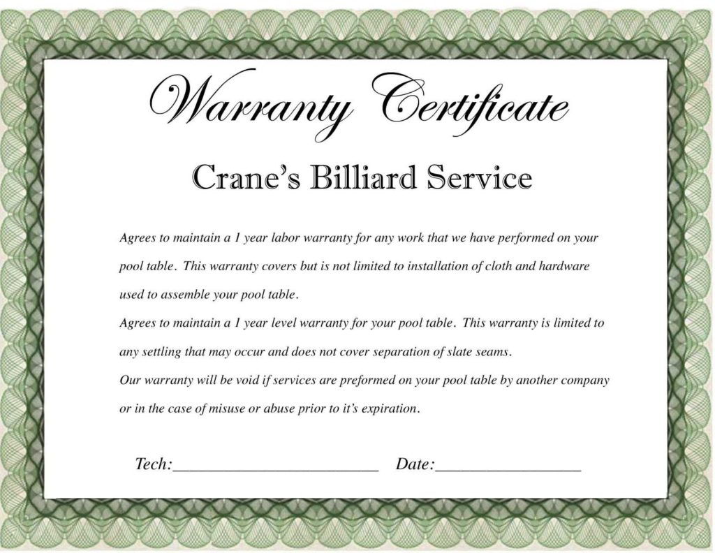 Warrantys-premium-certificate-sample
