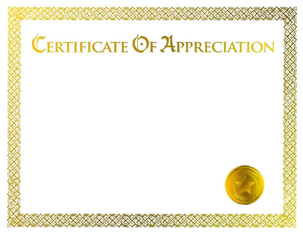 Blank Certificate Of Appreciation Templates