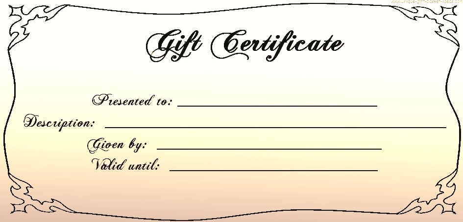 Generic Gift Certificate Template Free from www.certificatestemplate.com