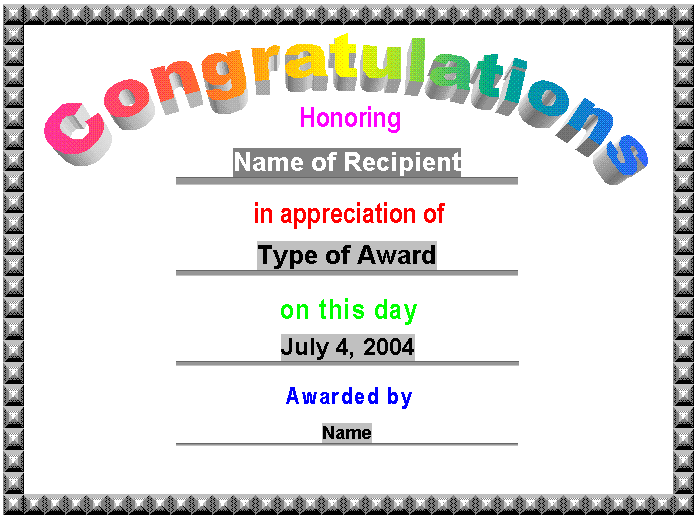 Congratulations Certificate Template from www.certificatestemplate.com