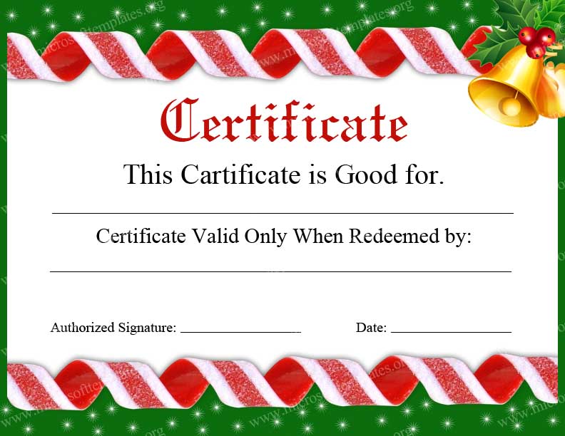 Holiday Gift Certificate Templates Certificate Templates