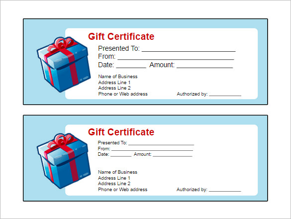 Gift Formatted Certificate Templates
