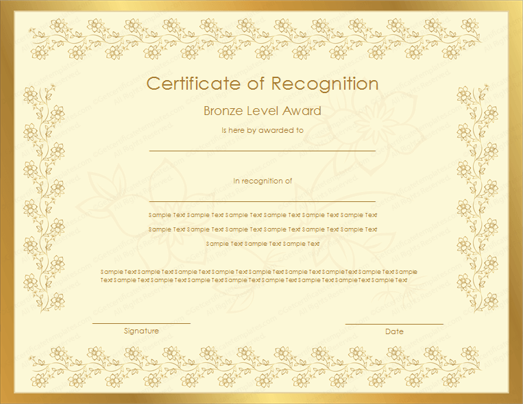 Bronze-colored-Certificate-of-Recognition-Template