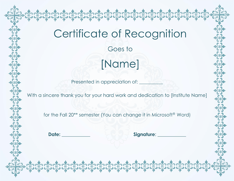 light-blue-Certificate-of-Recognition-Template