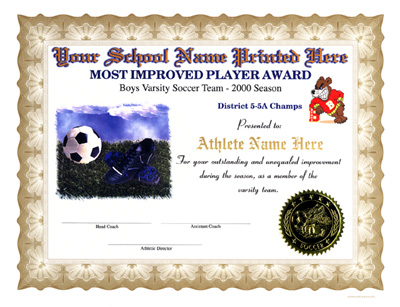 printable-pdf-Certificate with Gold Border & Mascot