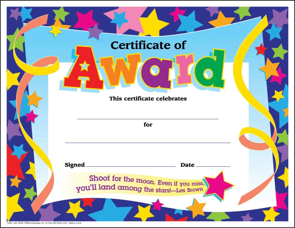 Certificate Template For Kids Free certificate templates-pdf