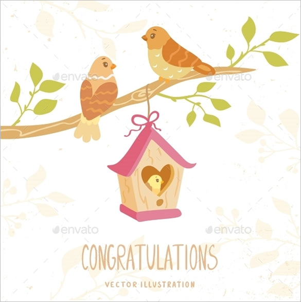 Birds-Family-Congratulation-Card-Template