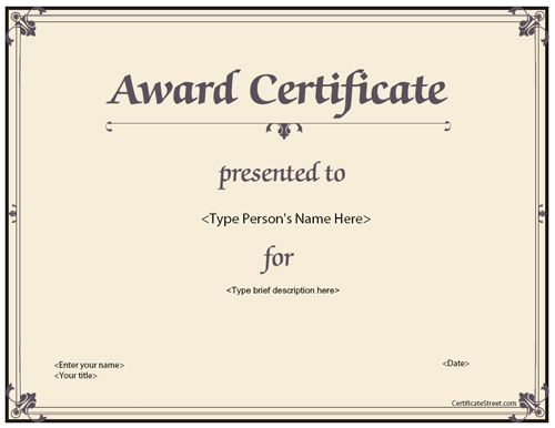 Template For Award Certificate from www.certificatestemplate.com