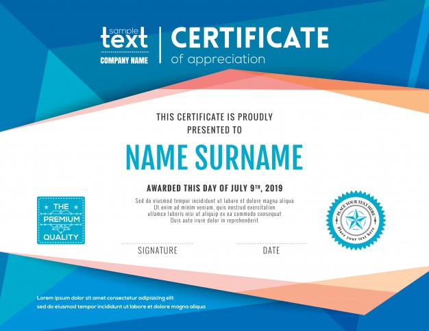 modern-certificate-with-blue-polygonal-background-design-templates