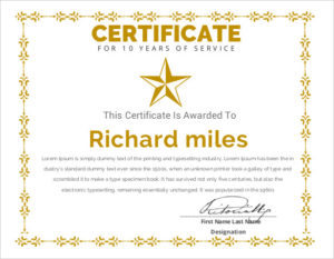 10 year service award certificate template kahre. Rsd7. Org.