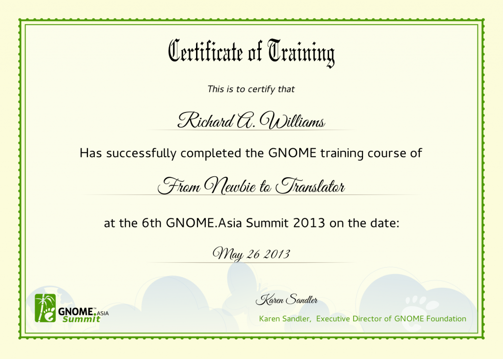 download free certificate of training