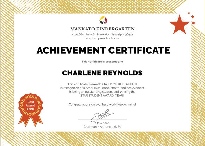 Kindergarten Certificate Template from www.certificatestemplate.com