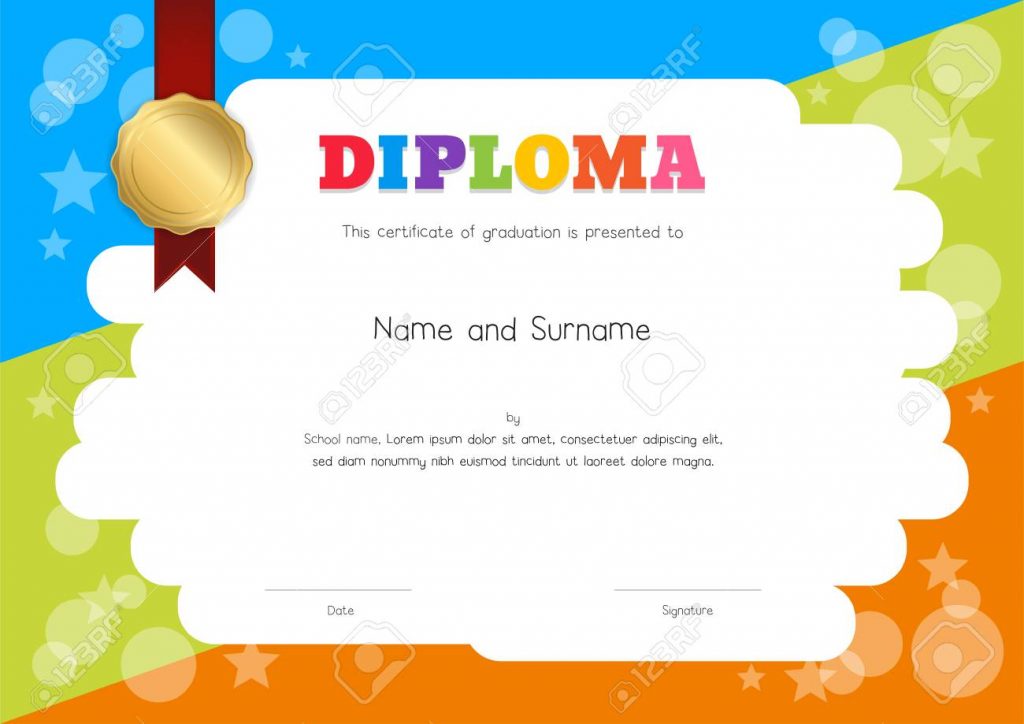 new-formatted-summer-camp-award-certificates-editable/kids-diploma-or-certificate-template-with-hand-drawing-cartoon-s/