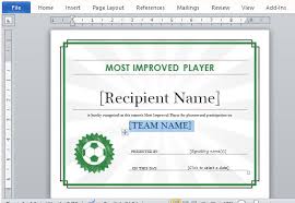 formatted-Sports Certificate Template for MS Word doc