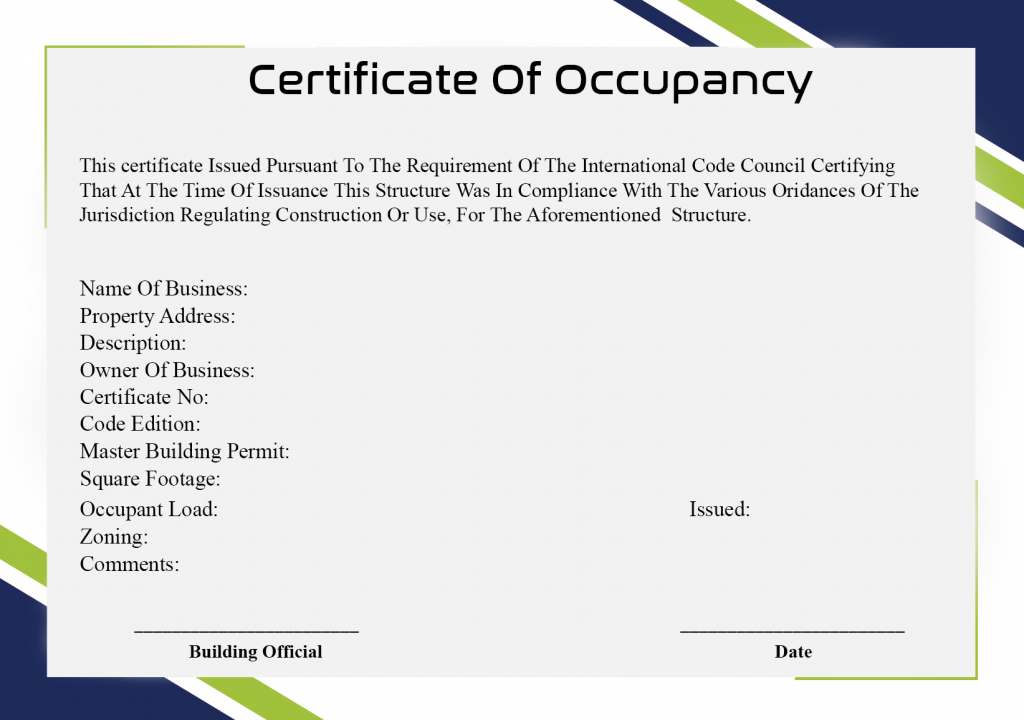 Certificate-Of-Occupancy-Occupational Certificate Template