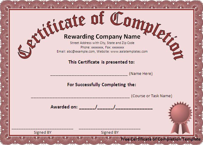 Occupational Certificate Template completion