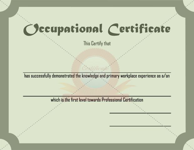 Occupational Certificate Template example doc