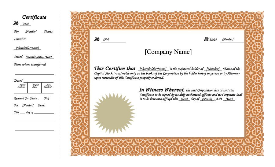 stock-certificate-template-pdf-word-orange