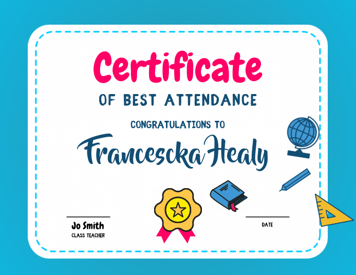 best-attendance-certificate-design-template-for students