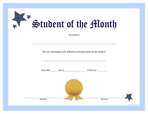 student of the month certificate of pdf doc template