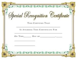 printable-certificate of recognition