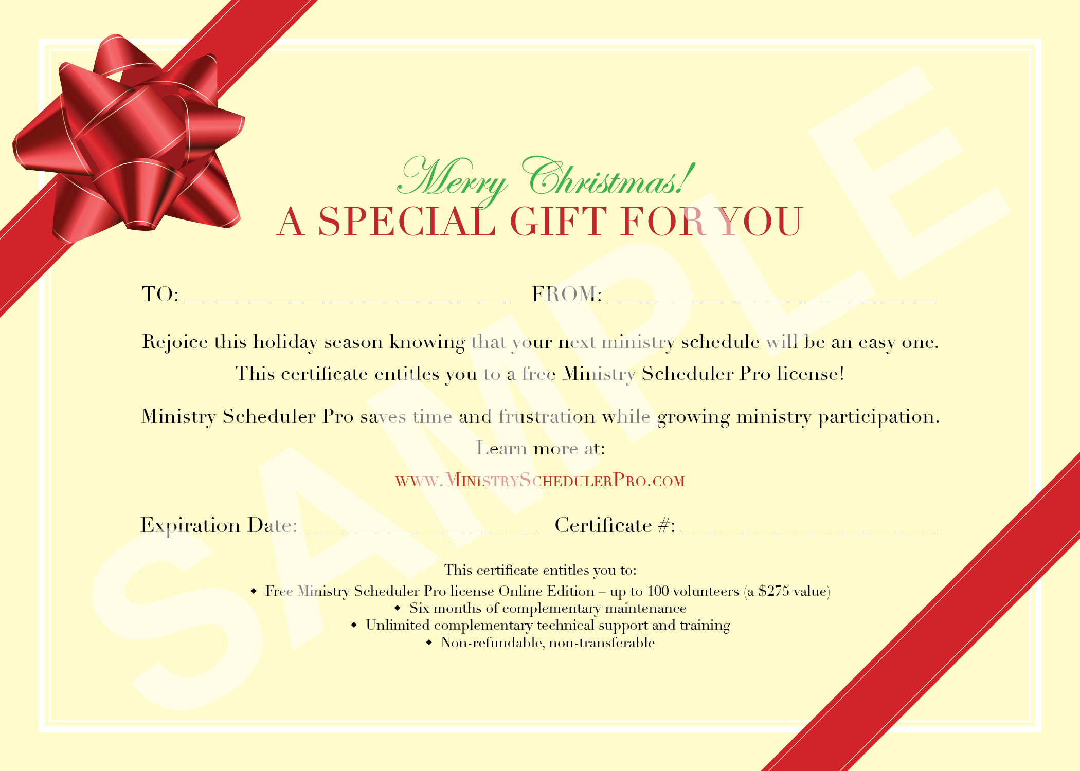 Bow Sample Gift Certificate Template