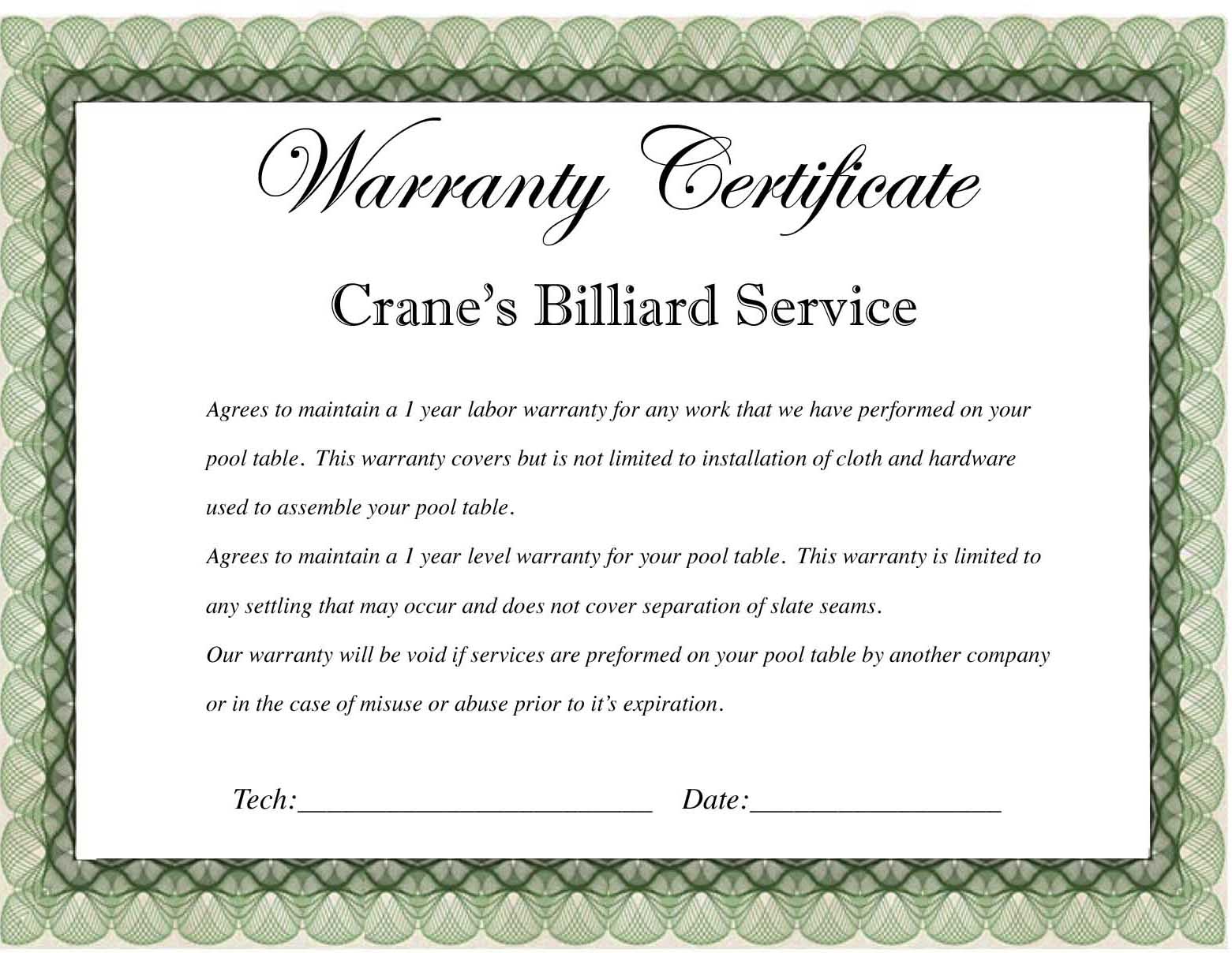 Printable Guarantee Certificate Templates | Certificate Templates Blank Certificate Templates For Word Free